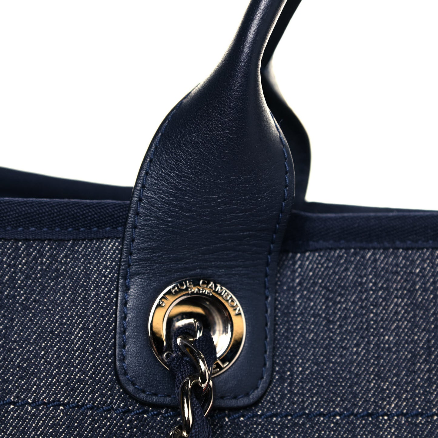 Denim Medium Deauville Tote Blue Orange