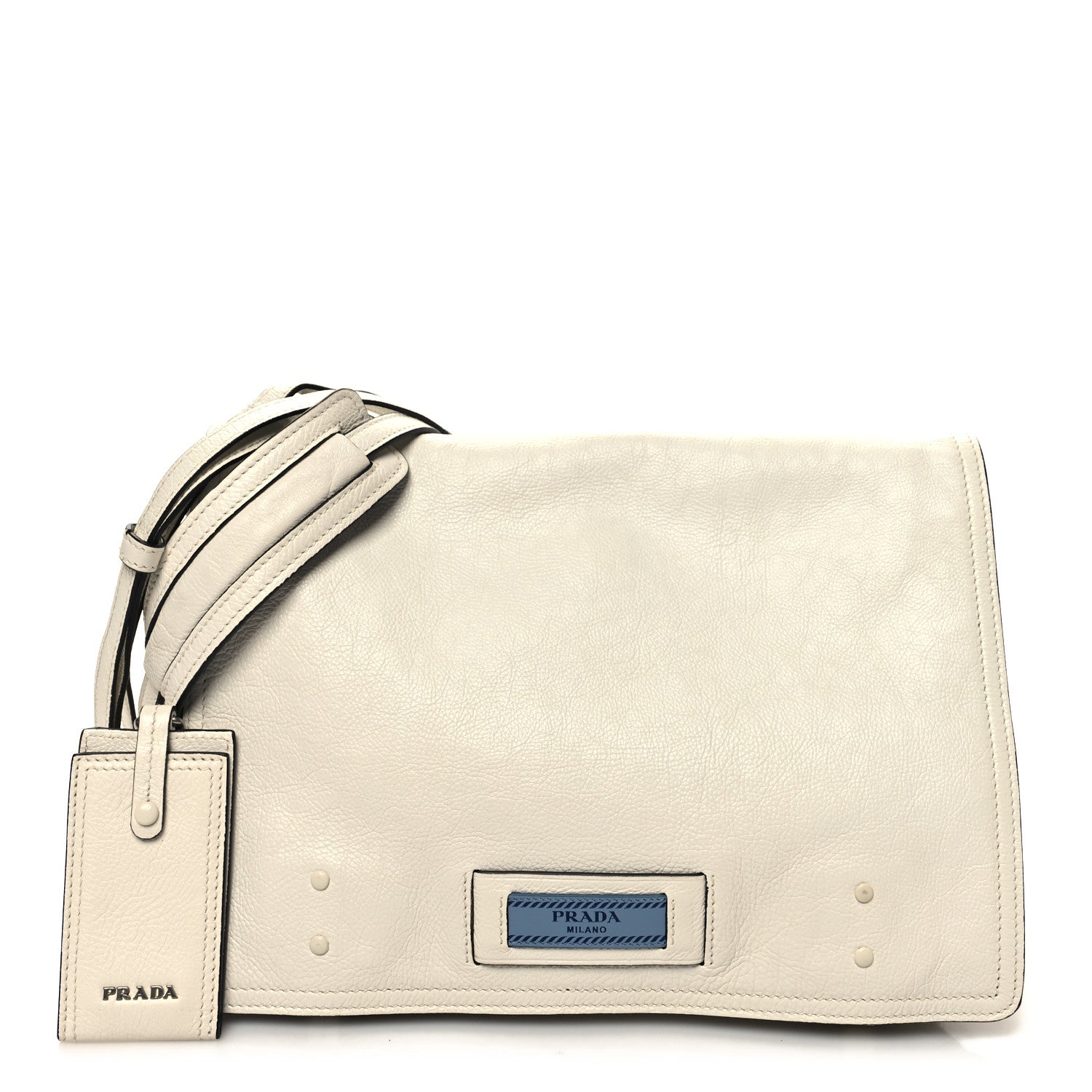 Prada Glace Calf Etiquette Flap Bianco Astra 1 of 11