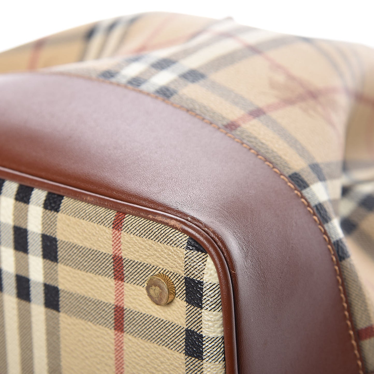 Haymarket Check Drawstring Bucket Bag Brown