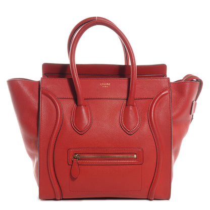 Celine Drummed Calfskin Mini Luggage Bag Red 1 of 10
