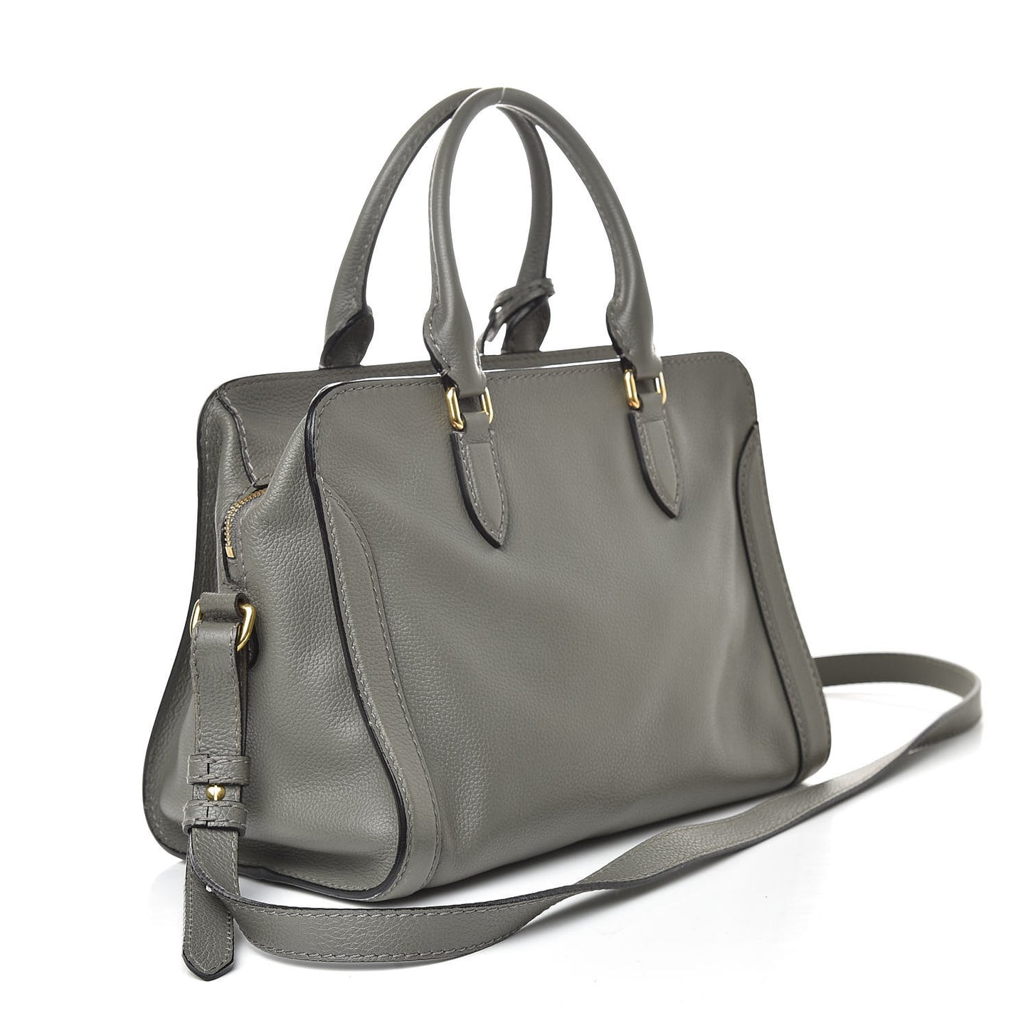 Pebbled Calfskin Small Skull Padlock Zip Around Tote Dark Grey