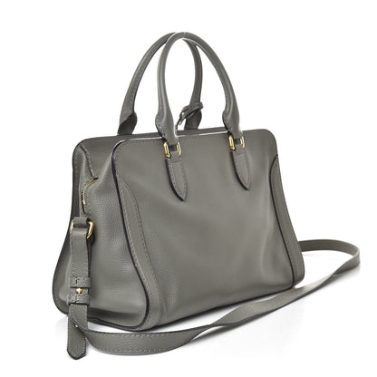 Alexander McQueen Pebbled Calfskin Small Skull Padlock Zip Around Tote Dark Grey 3 of 17