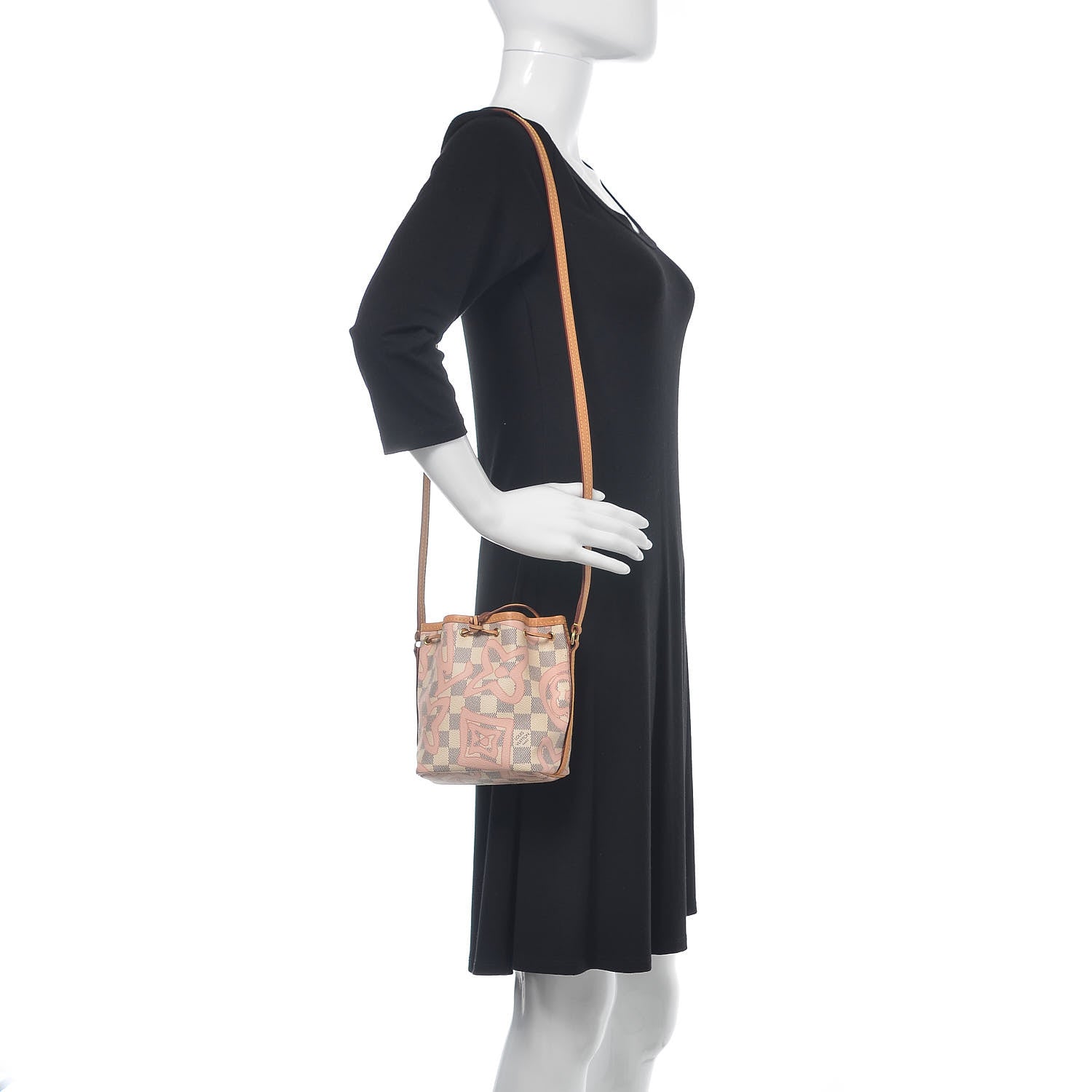 Louis Vuitton Damier Azur Tahitienne Nano Noe Rose Ballerine 2 of 11