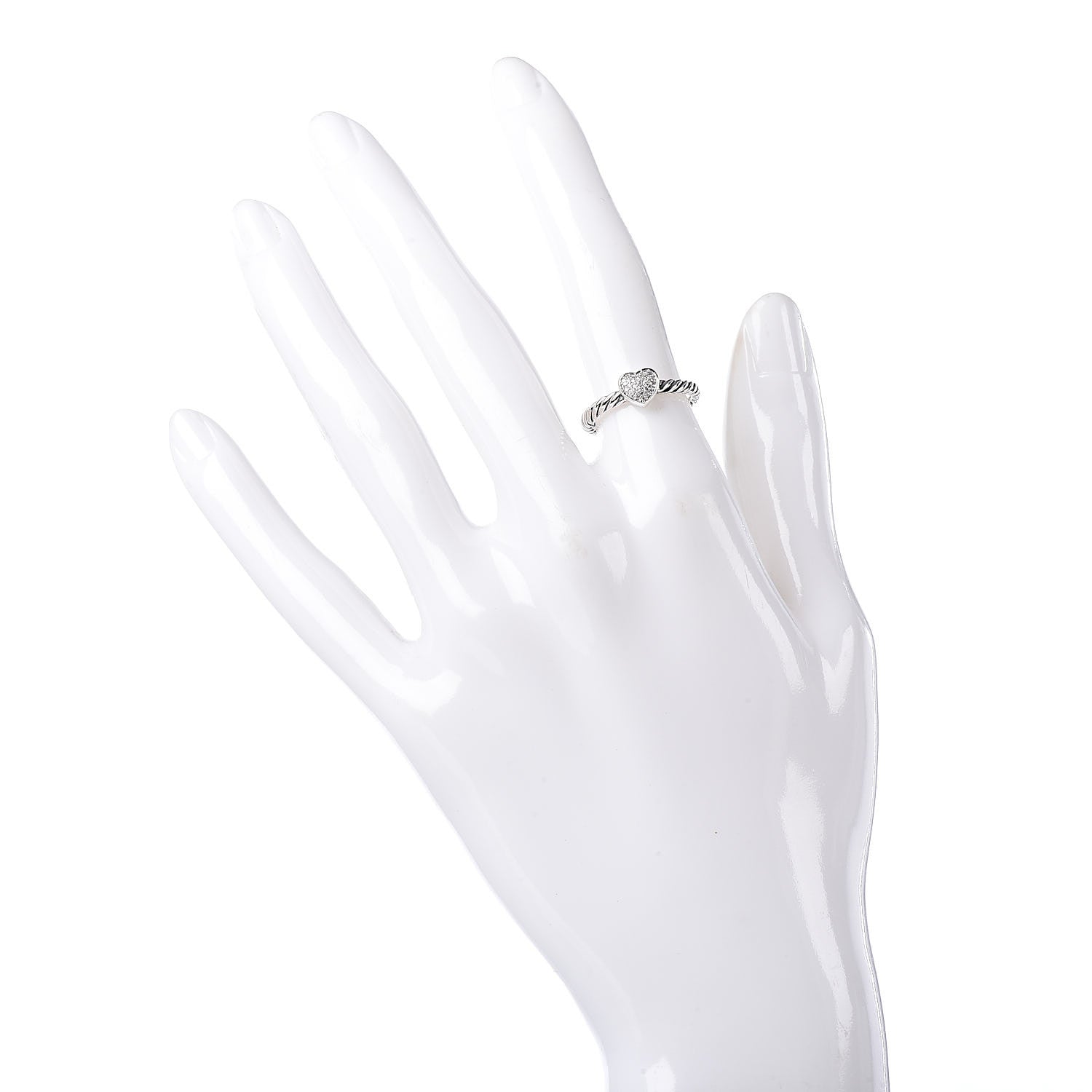 David Yurman Sterling Silver Diamond Cable Classics Heart Ring 49 5 2 of 5