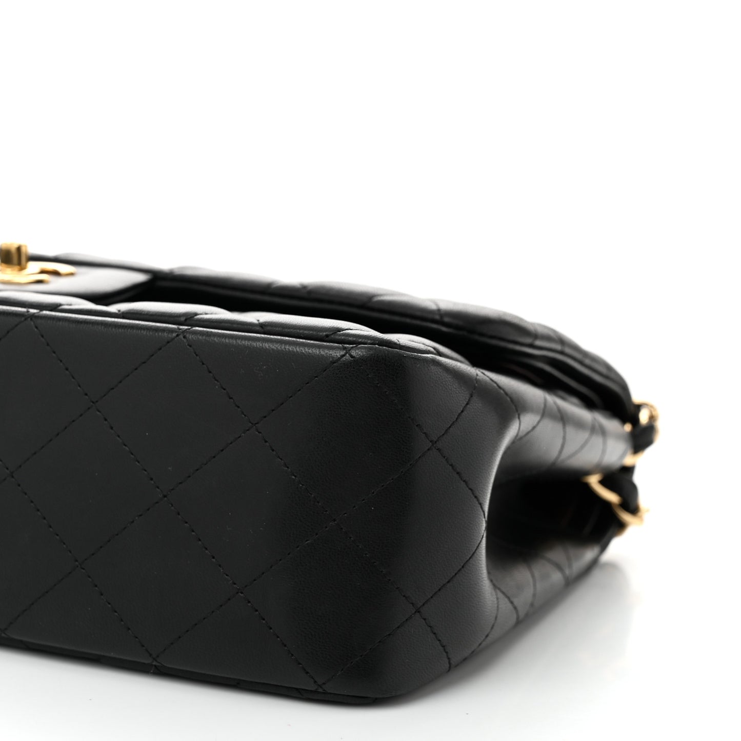 Lambskin Quilted Jumbo Double Flap Black
