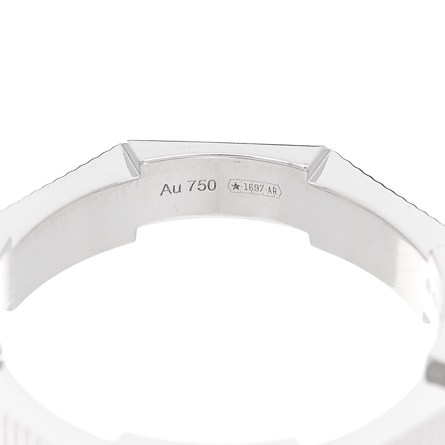 18K White Gold 4mm Link To Love Striped Ring 53 6.25