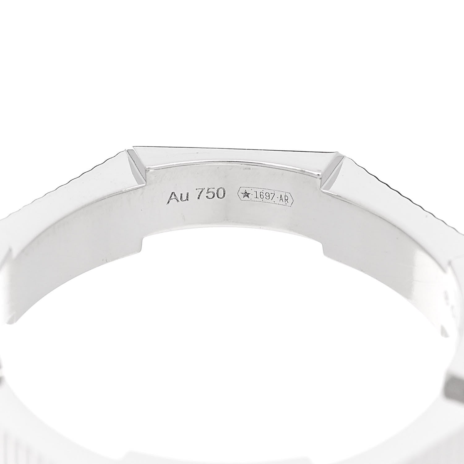 Gucci 18K White Gold 4mm Link To Love Striped Ring 53 6.25 5 of 5