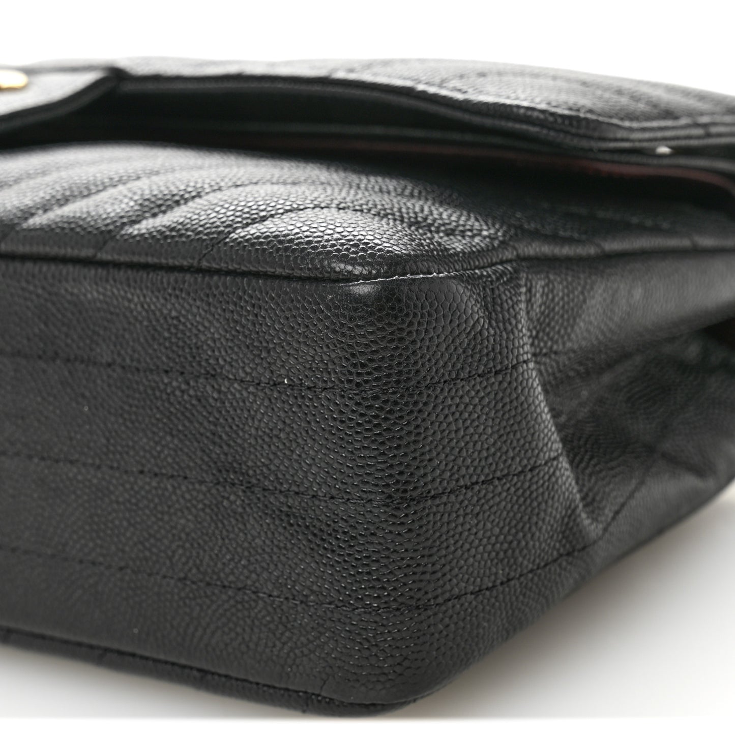 Caviar Chevron Quilted Medium Double Flap Black
