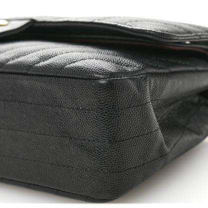Chanel Caviar Chevron Quilted Medium Double Flap Black 10 of 10
