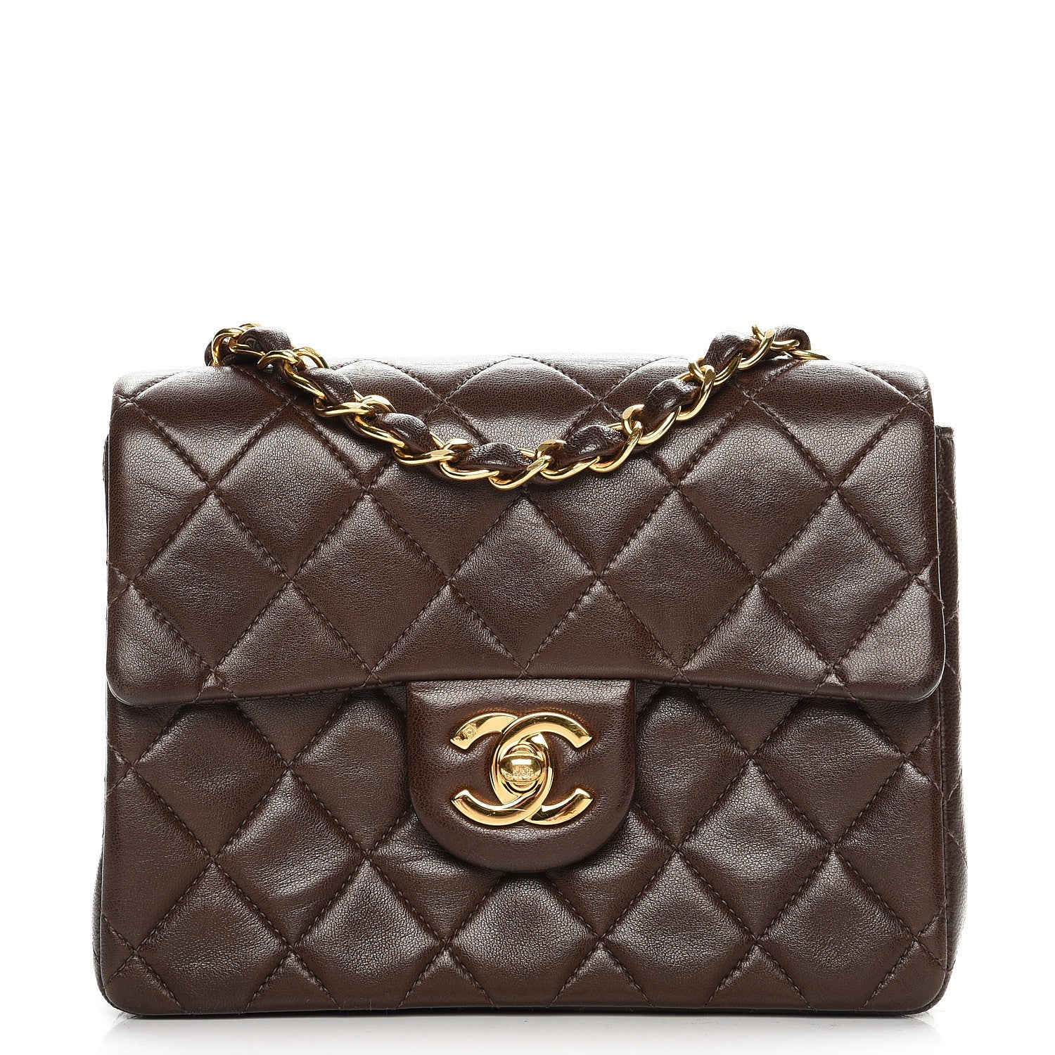 Chanel Lambskin Quilted Mini Square Flap Brown 1 of 12