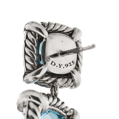 David Yurman Sterling Silver Hampton Blue Topaz Diamond Chatelaine Bezel Drop Earrings 4 of 4