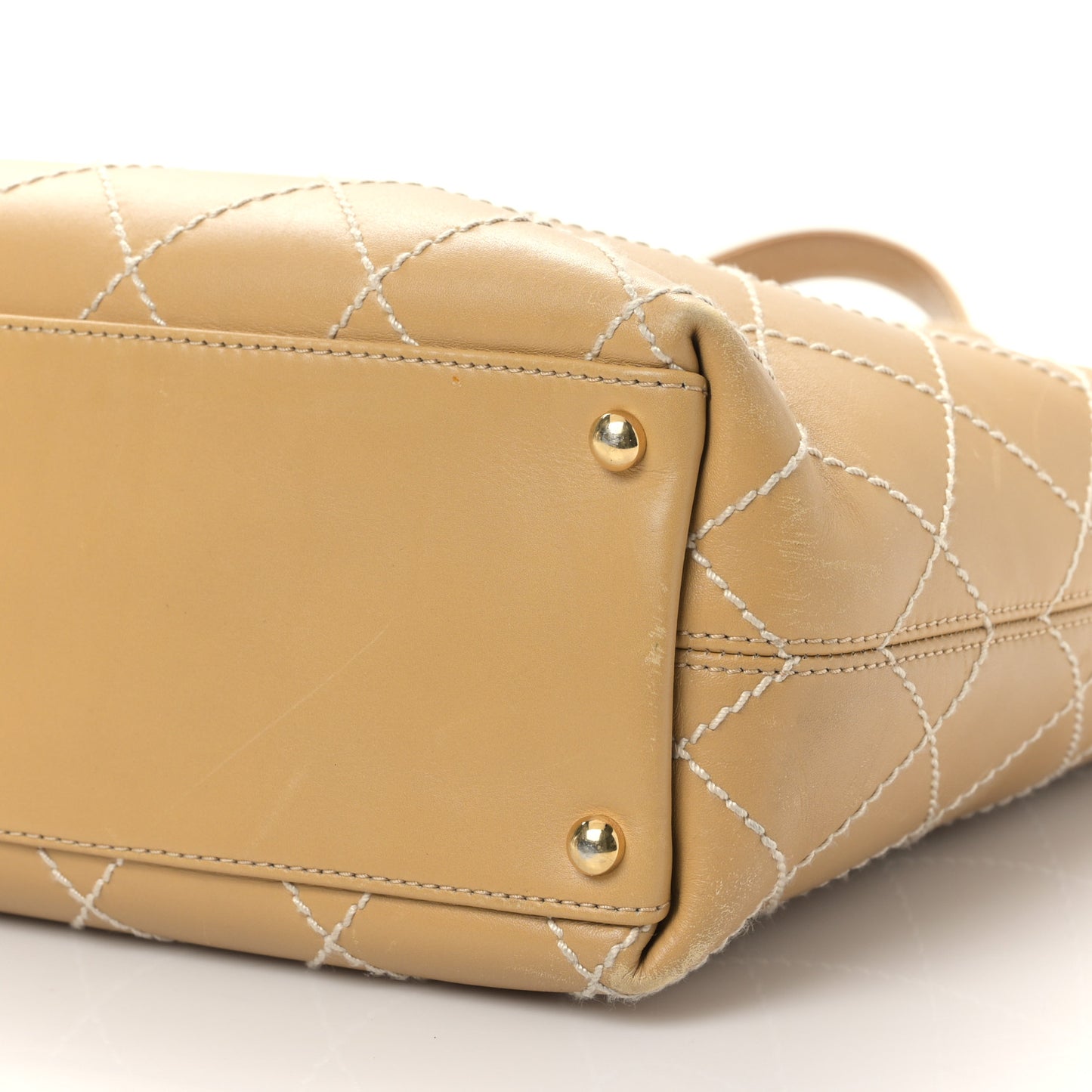 Calfskin Wild Stitch Large Tote Beige