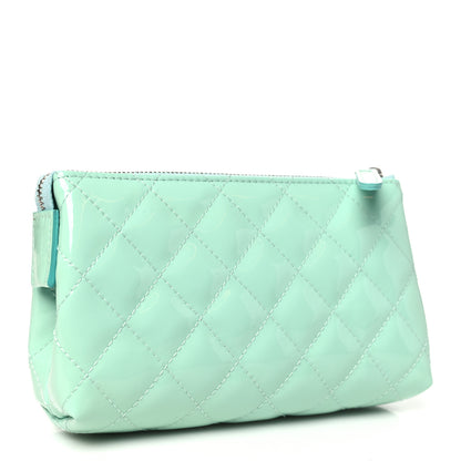 Chanel Patent Quilted Cosmetic Pouch Light Green 3 of 9