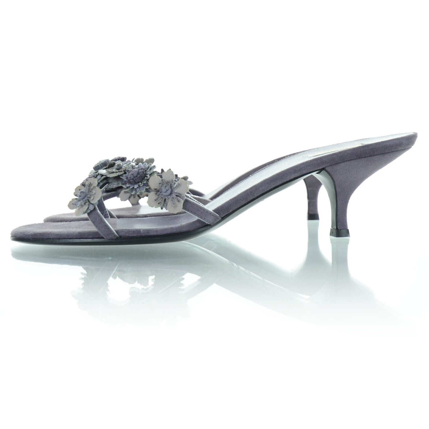 Suede Floral Pumps 39.5 Purple