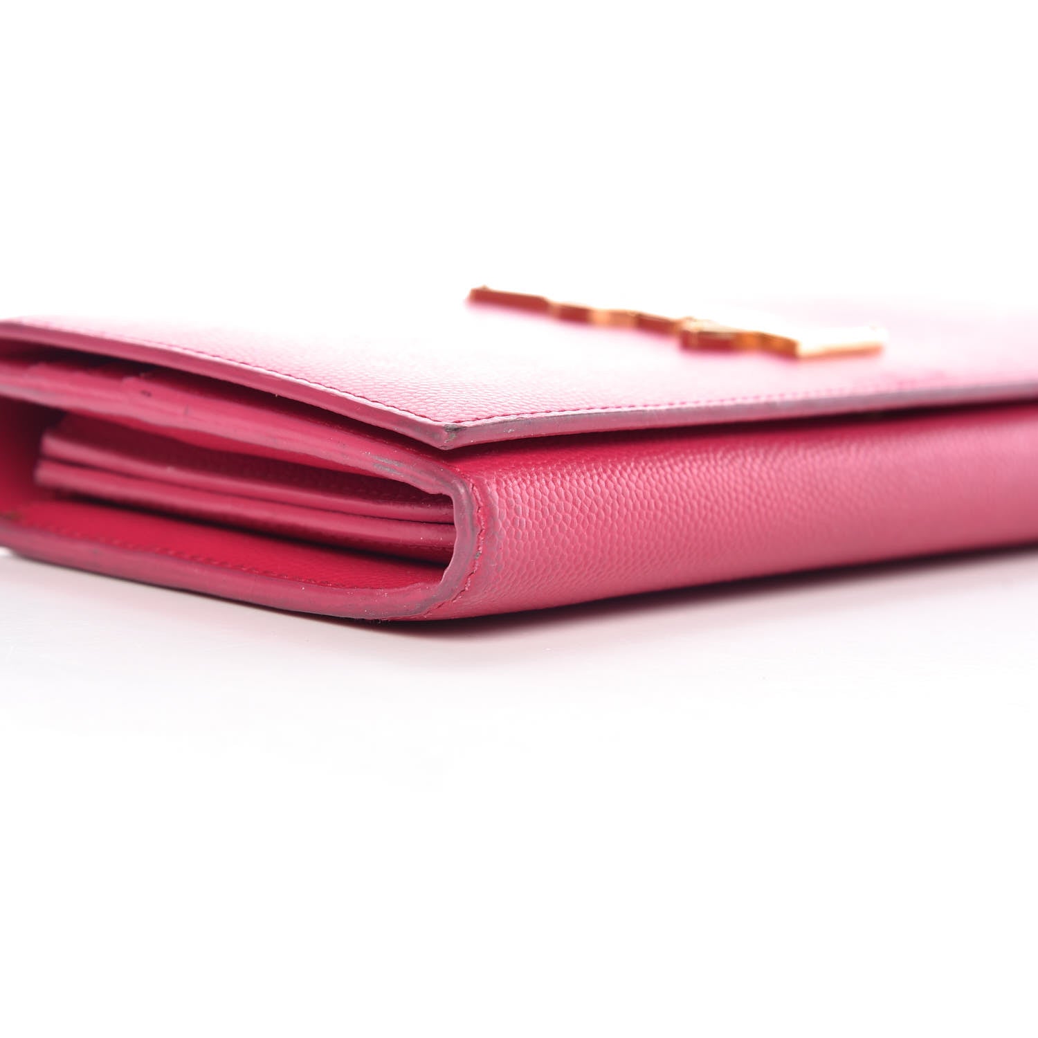 Saint Laurent Grain De Poudre Classic Monogram Cassandre Wallet Fuchsia 9 of 38