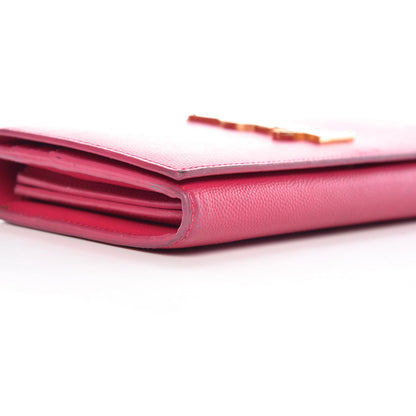 Saint Laurent Grain De Poudre Classic Monogram Cassandre Wallet Fuchsia 9 of 38