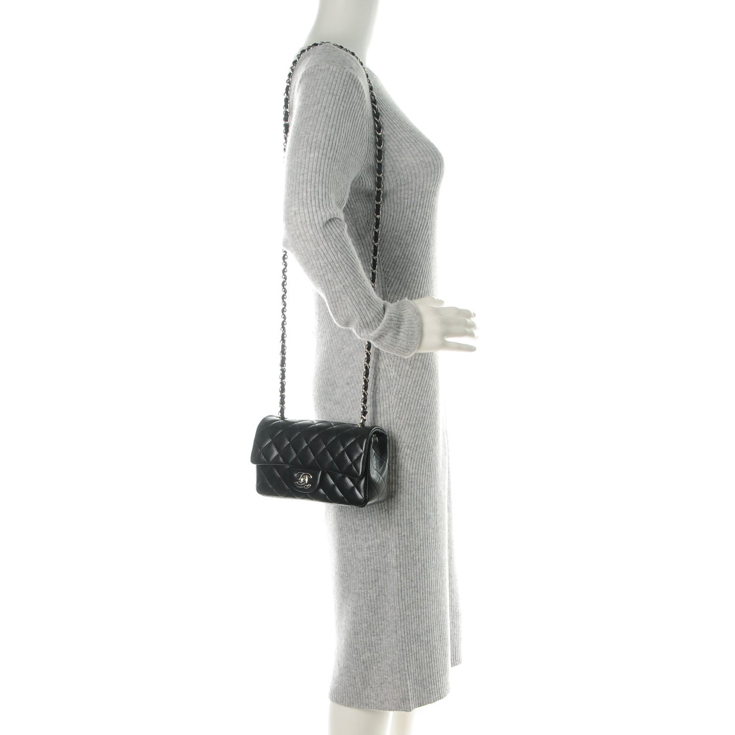 Caviar Quilted Mini Rectangular Flap Black