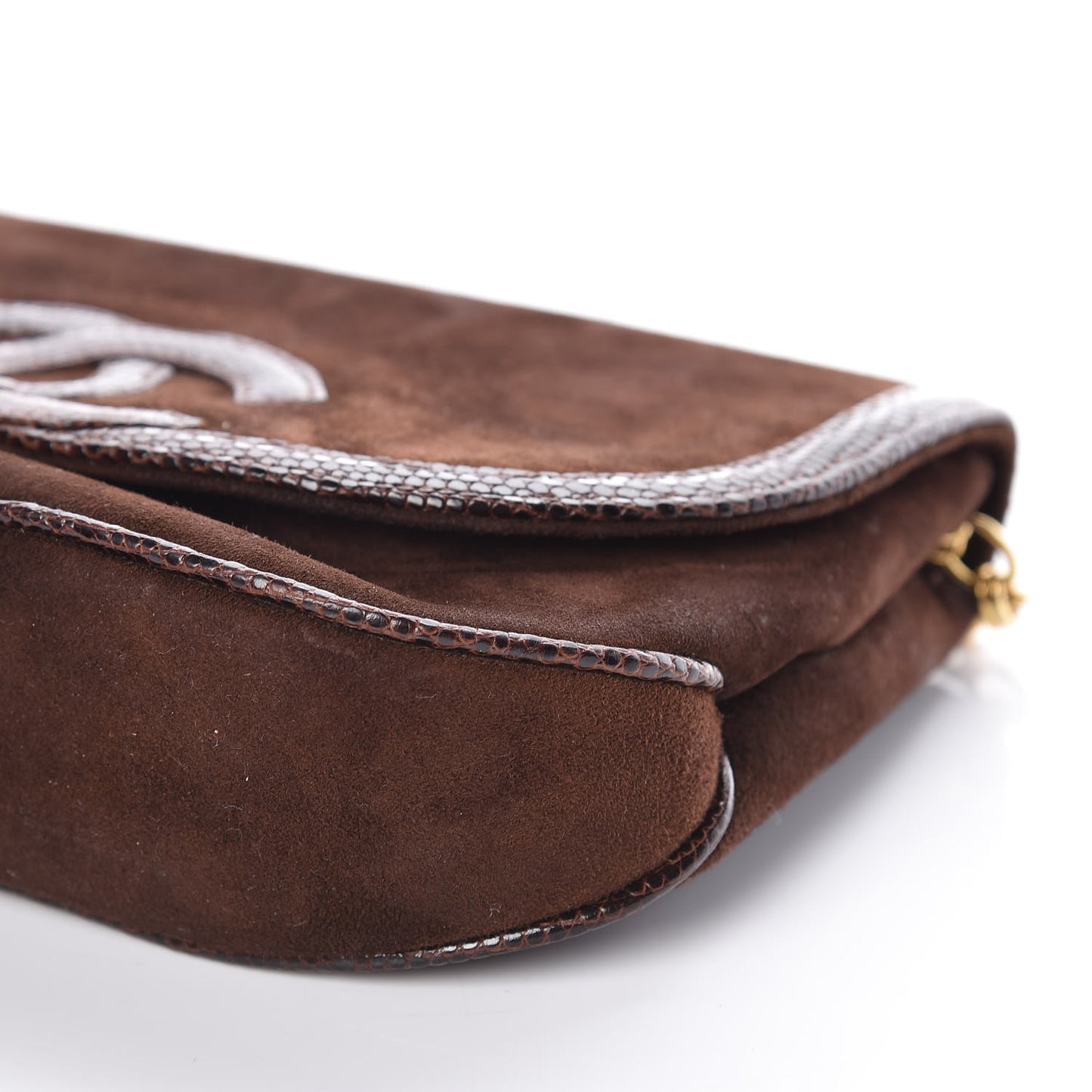 Suede Lizard Small Flap Brown