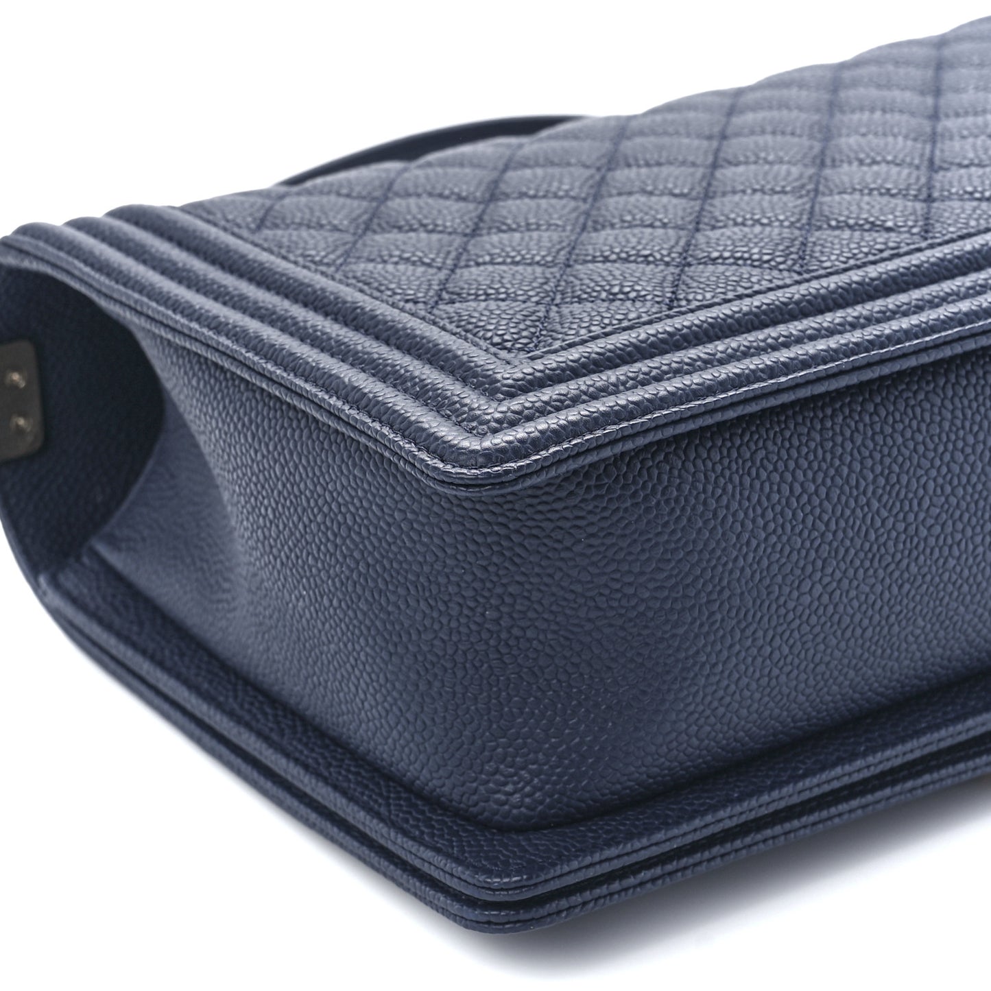 Caviar Quilted New Medium Boy Flap Dark Navy Blue