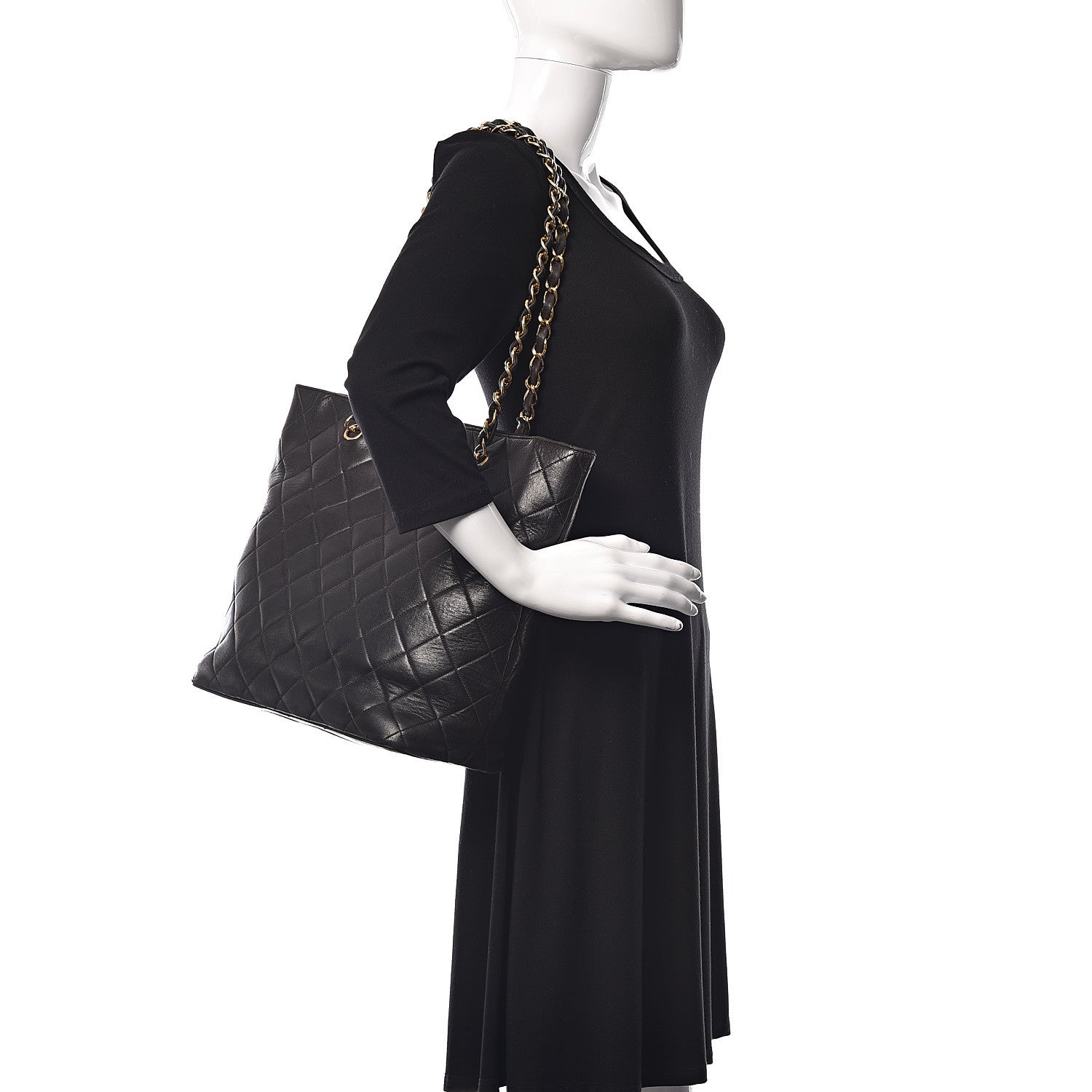 Chanel Lambskin Shopping Tote Black 2 of 12