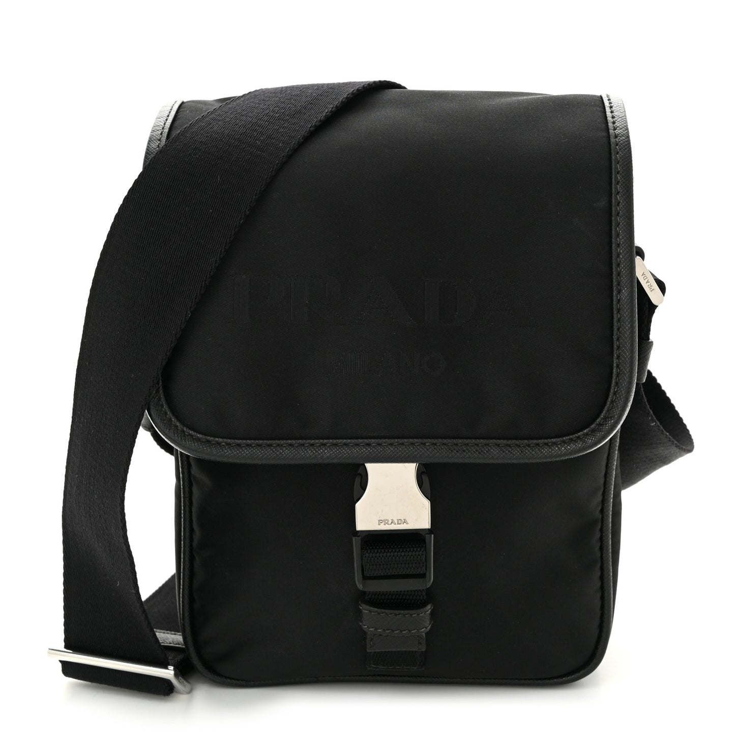 Tessuto Nylon Saffiano Logo Messenger Bag Black