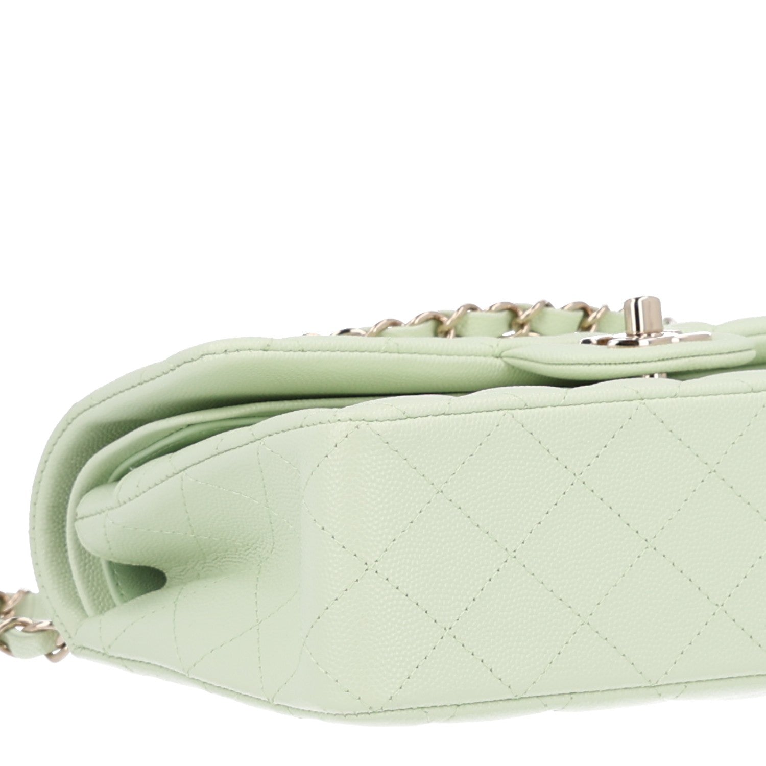 Chanel Caviar Quilted Small Double Flap Light Green 10 of 11