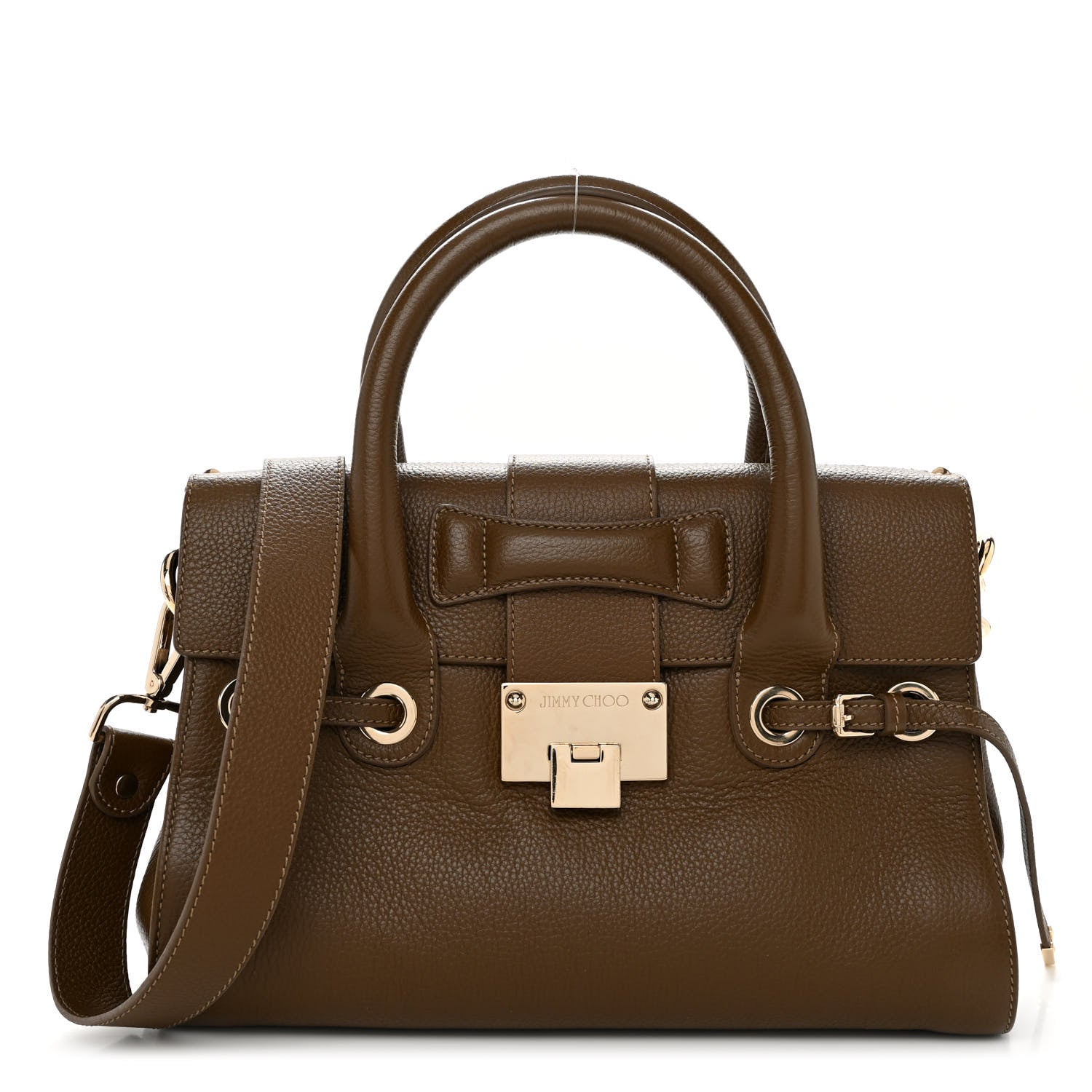 Jimmy Choo Grainy Calfskin Rosalie Satchel Dark Brown 1 of 11