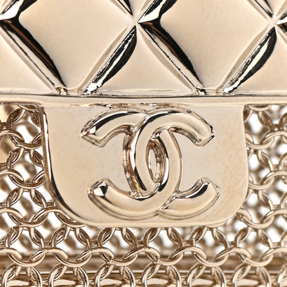 Chanel Metal Lambskin Pearl Chain Flap Bag Long Necklace Gold Black Pearly White 4 of 4