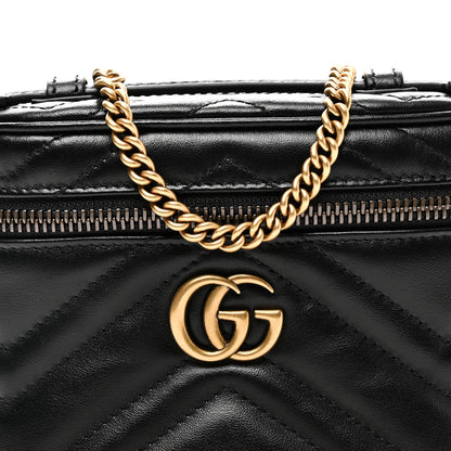 Gucci Calfskin Matelasse Chevron Mini GG Marmont Top Handle Bag Black 8 of 10