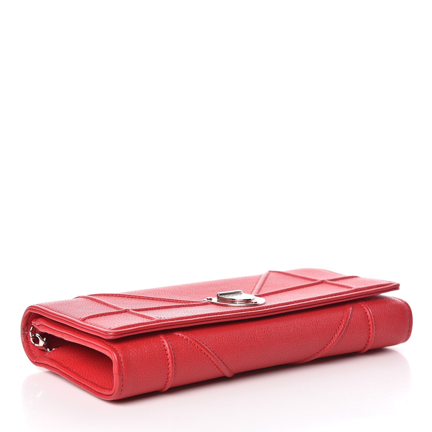 Christian Dior Grained Calfskin Diorama Croisiere Chain Wallet Red 4 of 10