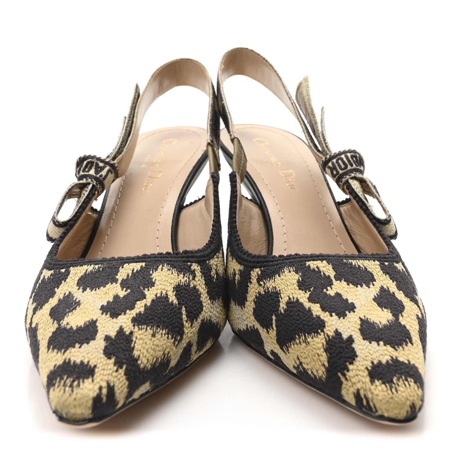 Christian Dior Mizza Cotton Ribbon Embroidered J'Adior Slingback 65mm Pumps 39 Beige 3 of 9