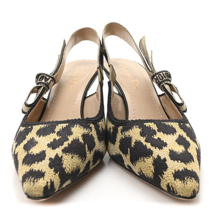 Christian Dior Mizza Cotton Ribbon Embroidered J'Adior Slingback 65mm Pumps 39 Beige 3 of 9