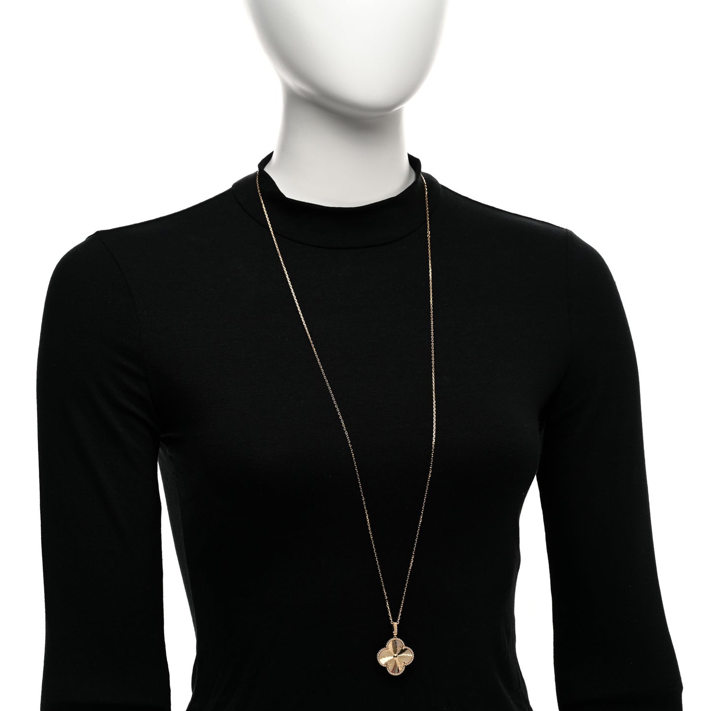 18K Yellow Gold Guilloche Magic Alhambra Long Necklace