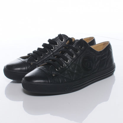 Chanel Leather Quilted CC Sneakers Black 36 3 of 6