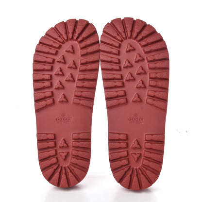 Gucci Calfskin Rubber GucciGhost Hamlet Skull Mens Lug Sole Slide Sandals 7 Hibiscus Red Blue Agata 5 of 9