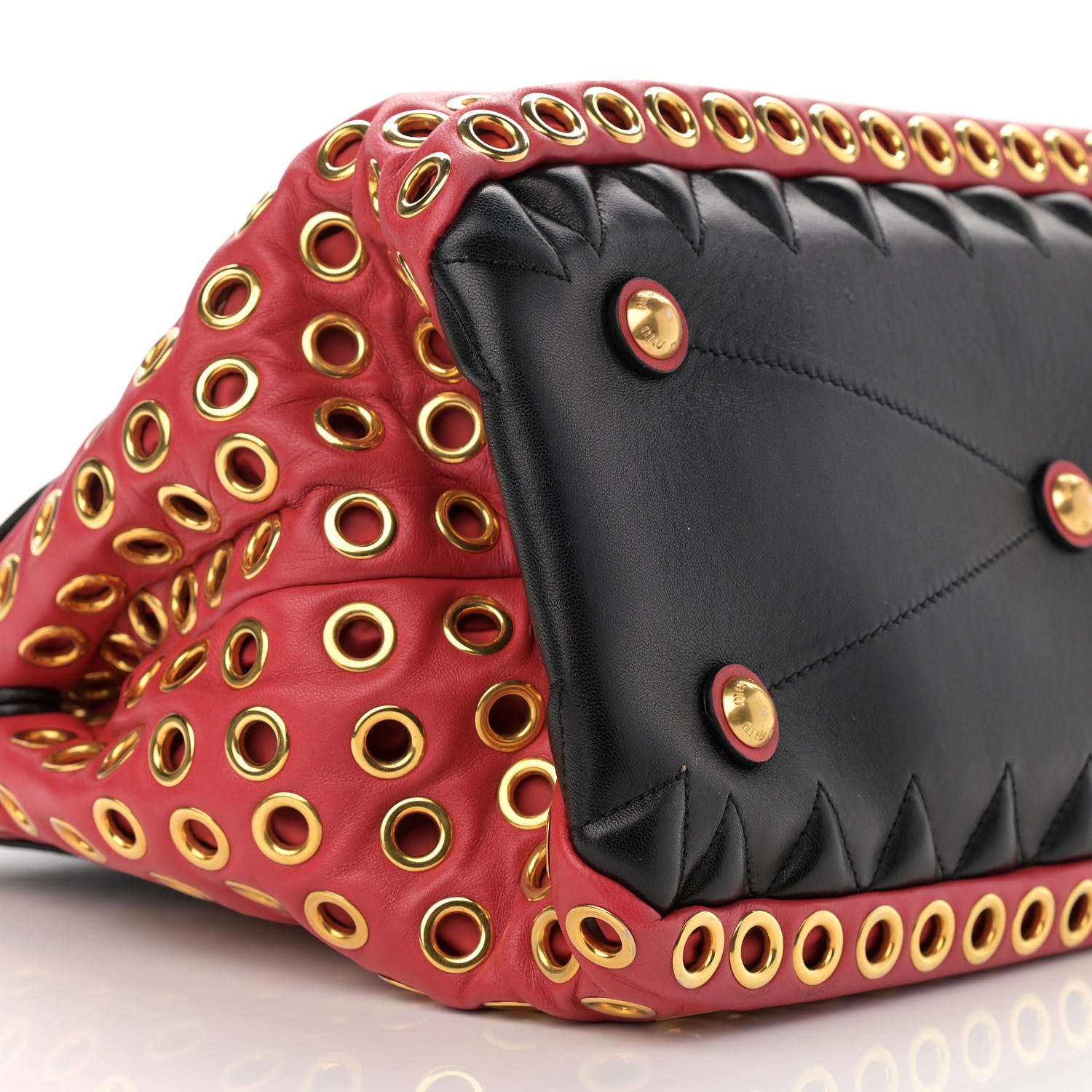 Miu Miu Nappa Matelasse Grommet Tote Rosso Black 8 of 9