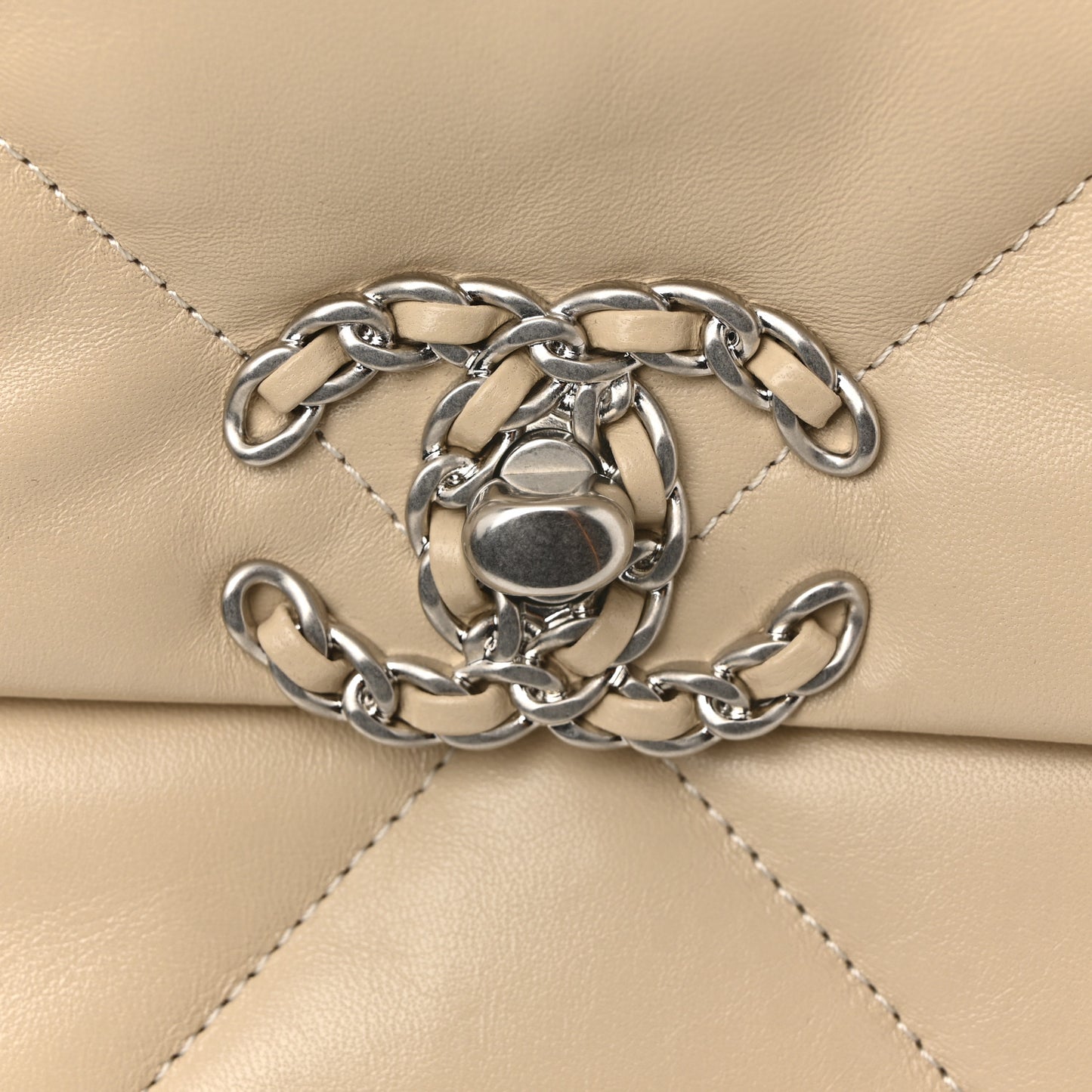 Lambskin Quilted Medium Chanel 19 Flap Beige