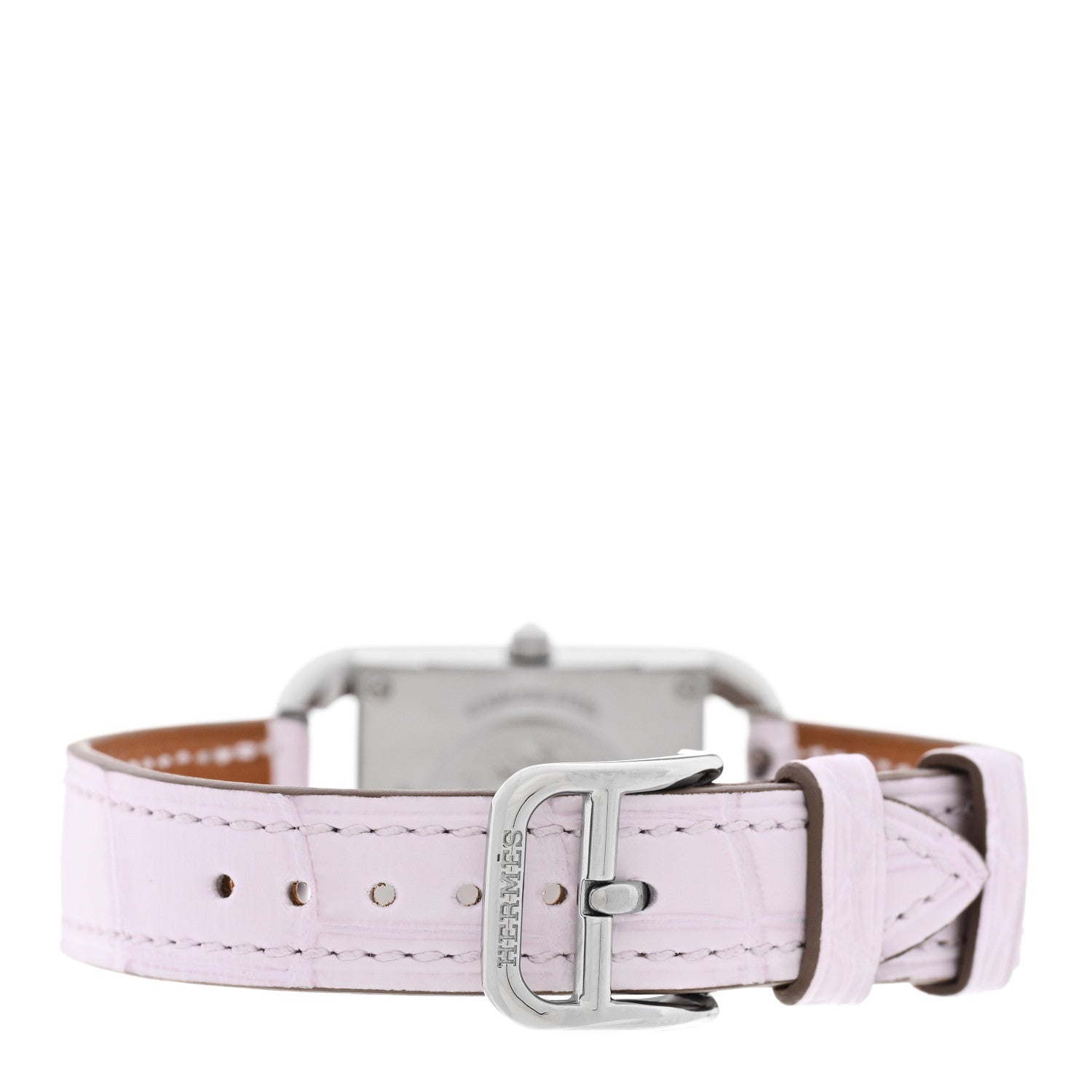 Hermes Stainless Steel Alligator Diamond Mother of Pearl 23mm Cape Cod Quartz Watch Mauve Pale 3 of 5