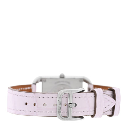 Hermes Stainless Steel Alligator Diamond Mother of Pearl 23mm Cape Cod Quartz Watch Mauve Pale 3 of 5