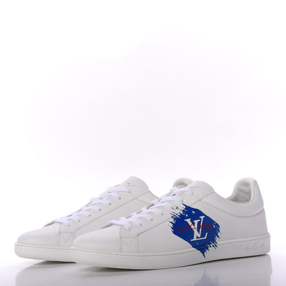 Louis Vuitton Calfskin Luxembourg Sneakers 10 White Bleu 3 of 9