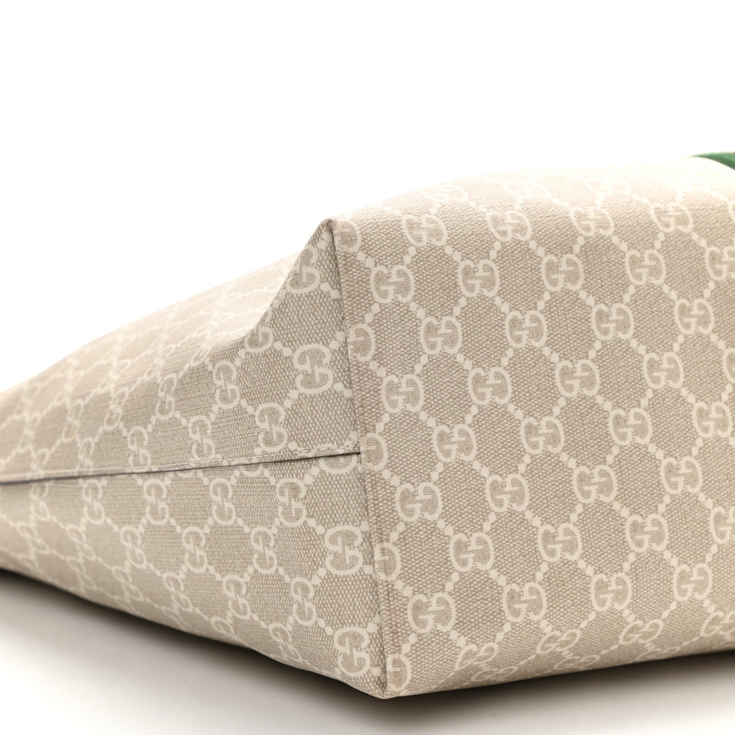 Gucci GG Supreme Monogram Textured Dollar Calfskin Web Medium Ophidia Shopping Tote Beige Mystic White Oatmeal 19 of 21