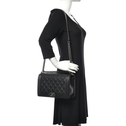 Chanel Calfskin Quilted Double Stitch New Medium Boy Flap Black 2 of 13