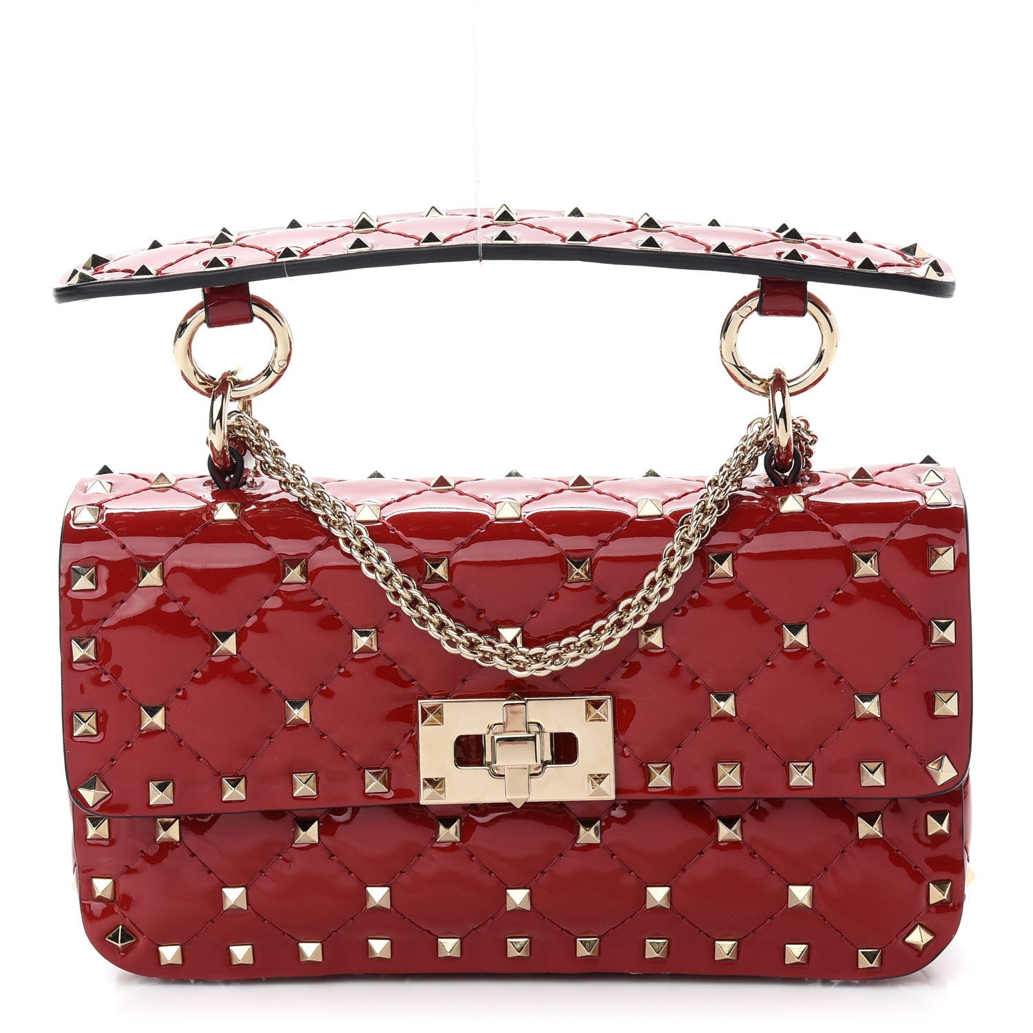 Valentino Garavani Patent Small Rockstud Spike Shoulder Bag Rosso Valentino 1 of 8