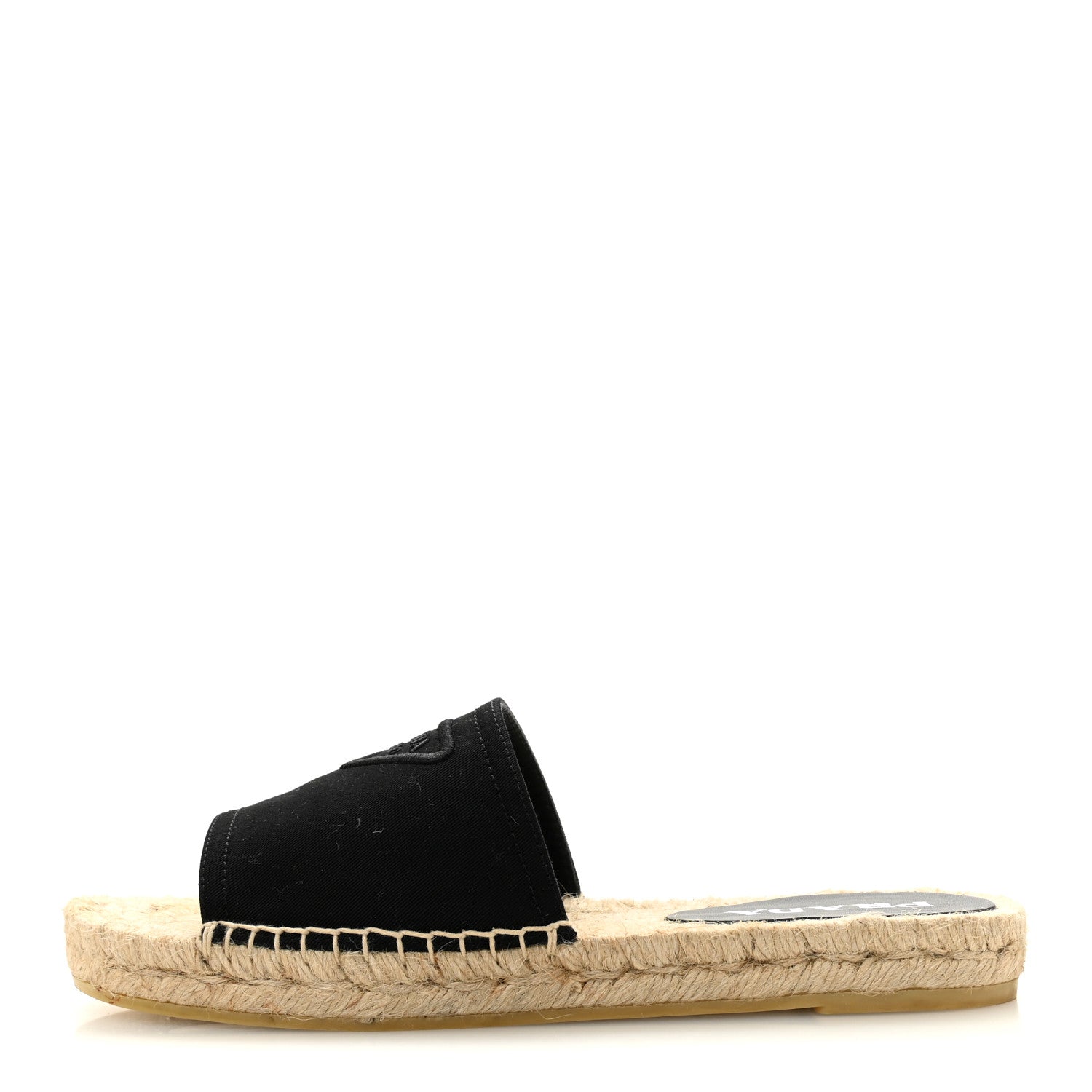 Prada Canvas Gabardine Triangle Logo Espadrilles Sandals 37 Black 1 of 10