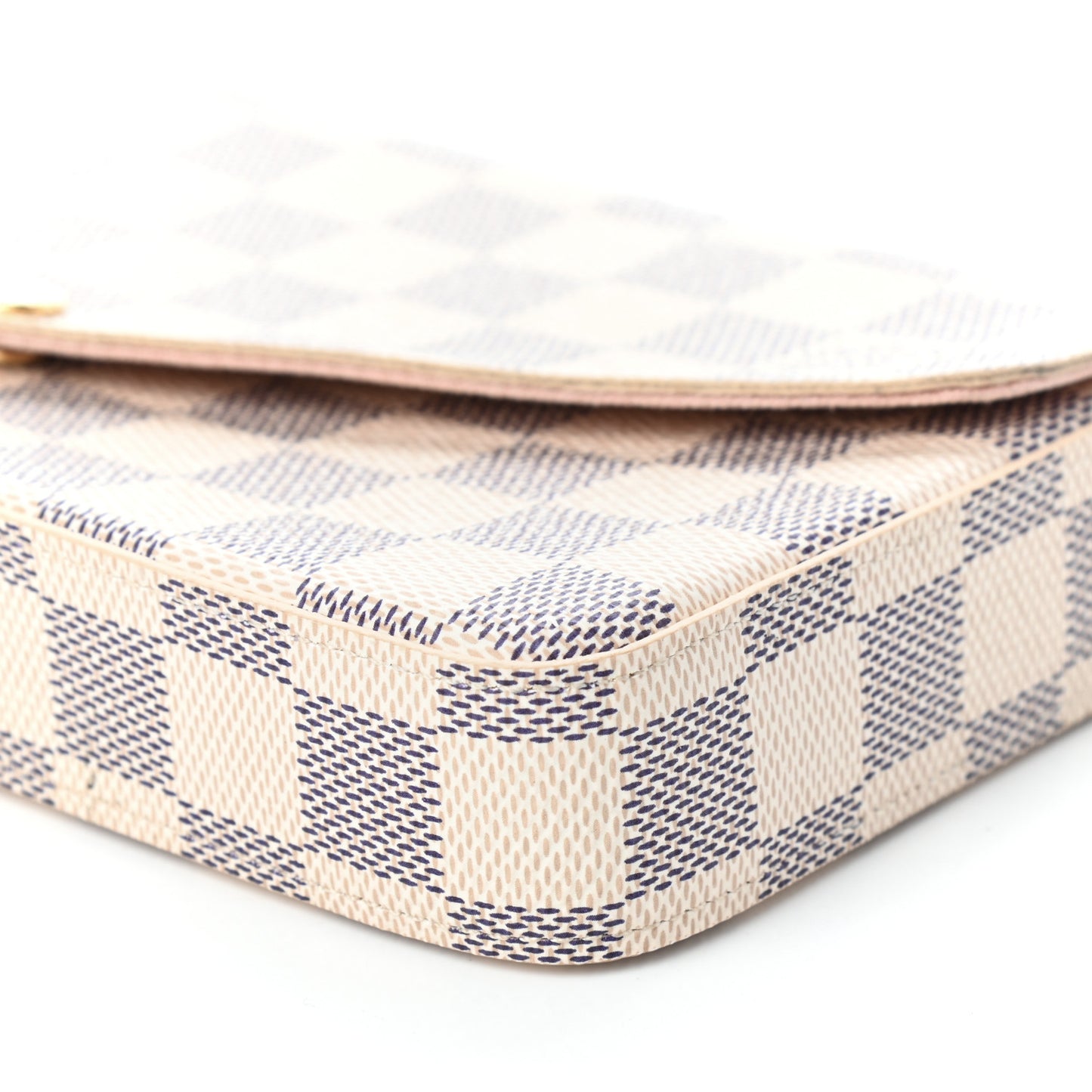 Damier Azur Pochette Felicie Chain Wallet Rose Ballerine