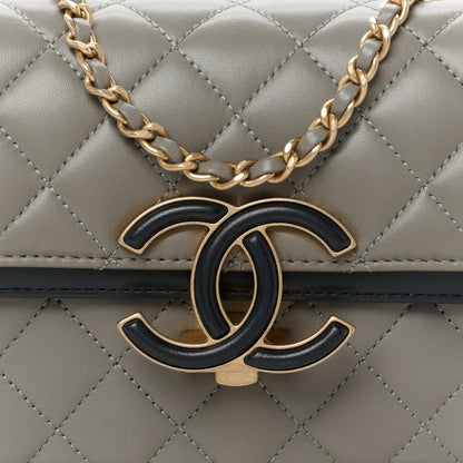 Chanel Lambskin Quilted Small CC Chic Flap Grey Dark Navy 9 of 12
