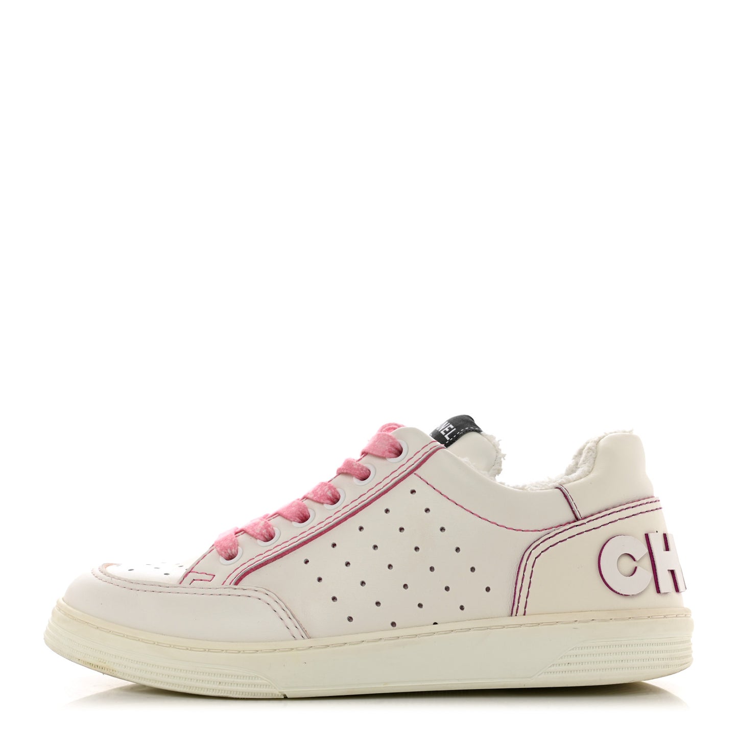 Calfskin Womens Logo Sneakers 36.5 Pink White