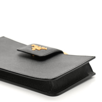 Prada Saffiano Metal Mini Chain Wallet Black 8 of 9