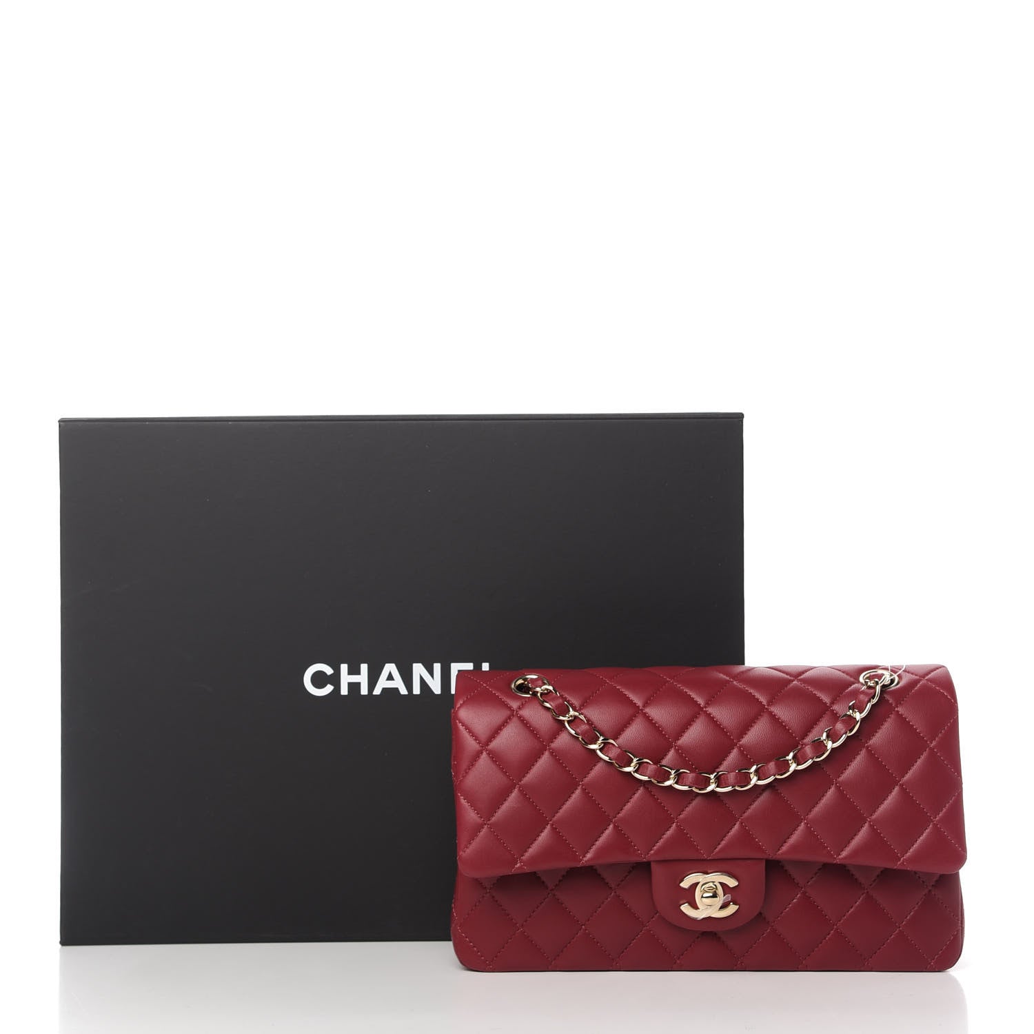 Chanel Lambskin Quilted Medium Double Flap Burgundy 11 of 11