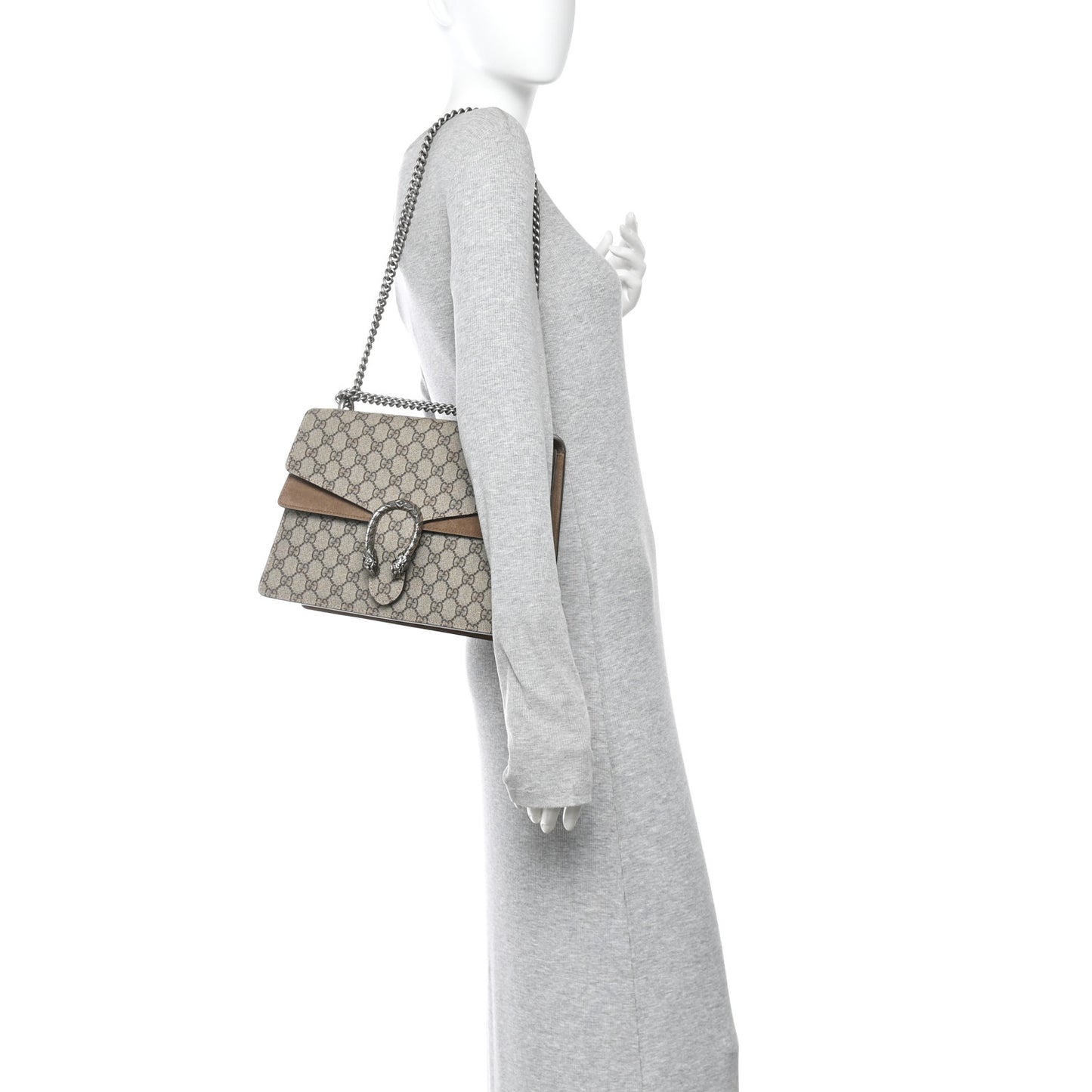 GG Supreme Monogram Medium Dionysus Shoulder Bag Taupe